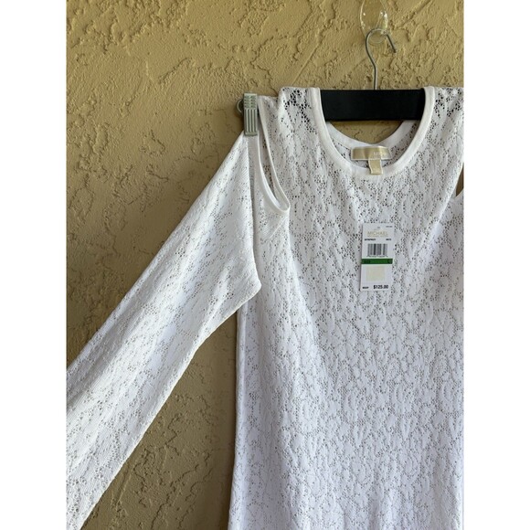 Michael Kors NWTWomen Large White Beach Cover Up Dress Eyelet Lace Open Shoulder - Picture 4 of 13